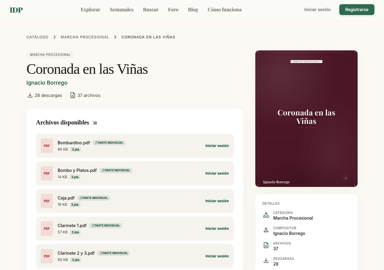 Detalle de una obra en IDP — archivos disponibles para descargar